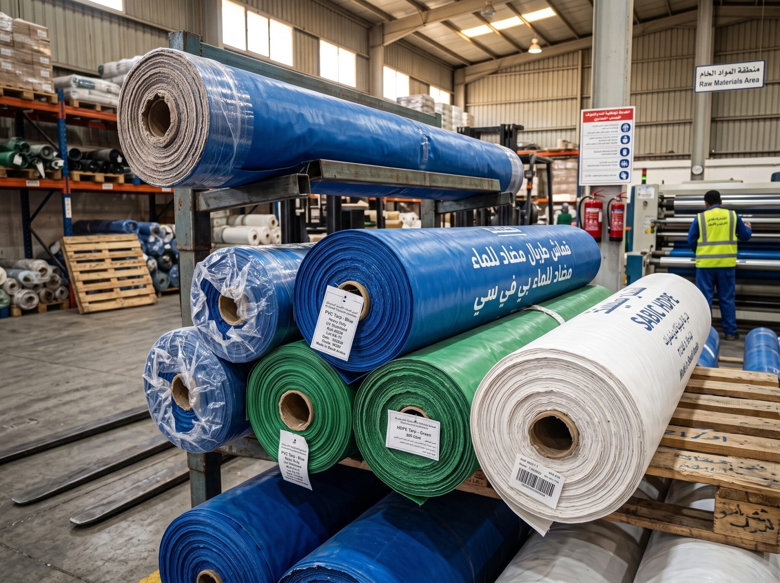 Tarpaulin Fabric Material Rolls Dammam Warehouse